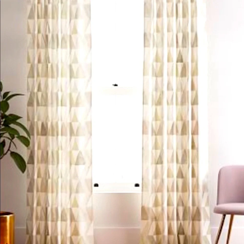 West Elm Cotton Canvas Zigzag Reflection Curtain,2 panels, platinum,48”x…